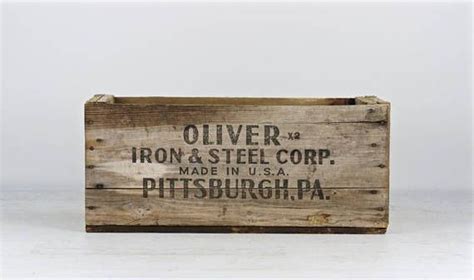 Vitntage Wooden Crate Primitive Crate Oliver Iron and Steel 